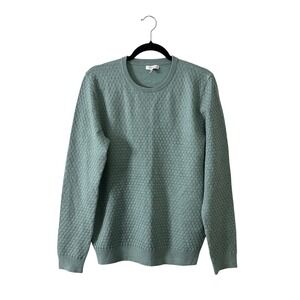 Reiss Randolf Mens Sage Green Textured Basket‎ Weave Wool Blend Sweater Size M